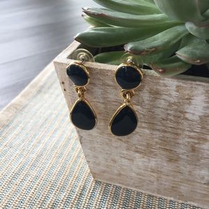 VINTAGE 1980’s Gold & Navy Dangle Earrings